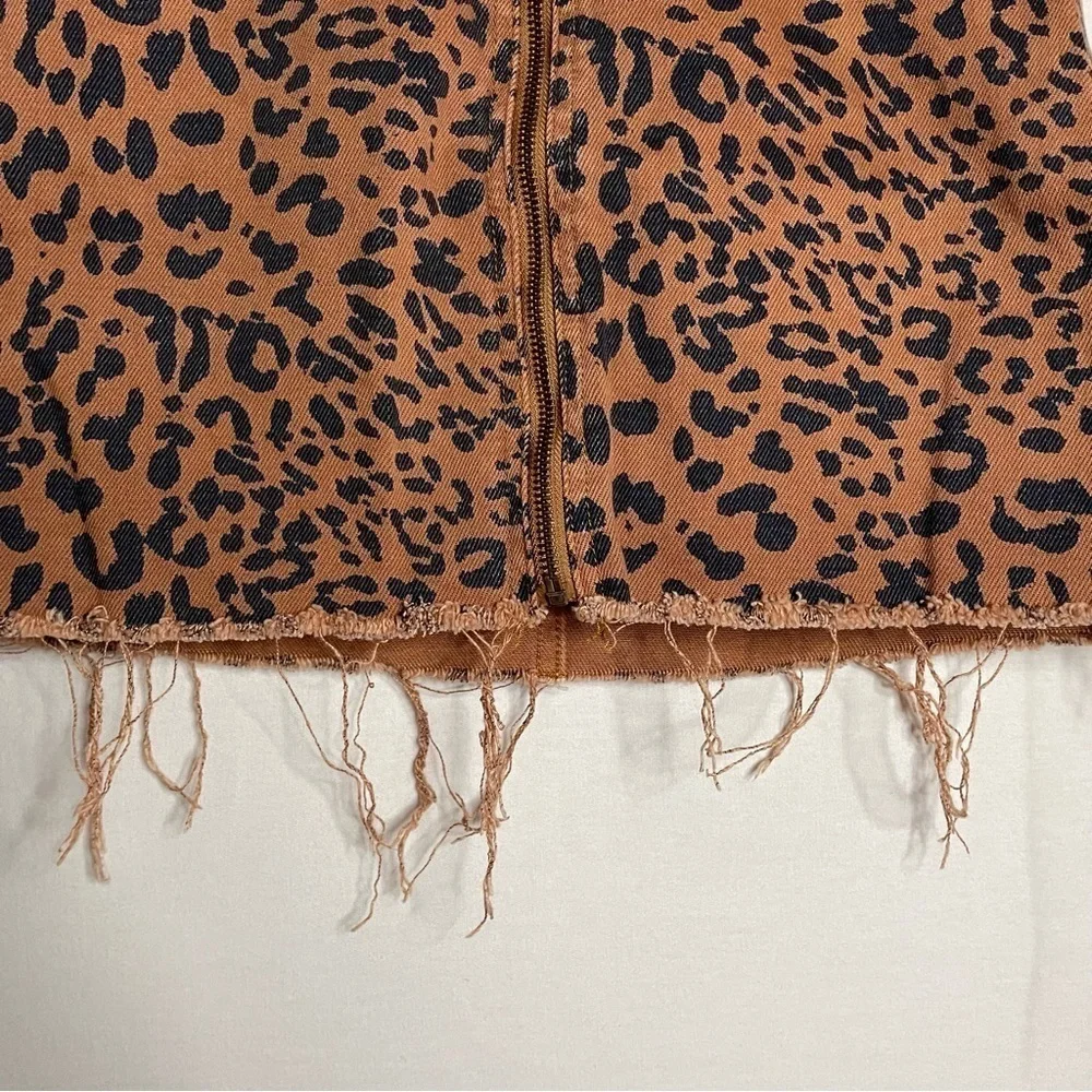 Free People Boho Zip It Up Leopard Print Mini Skirt